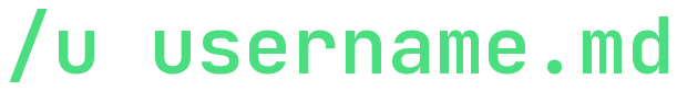 /u username.md wordmark for dark surfaces